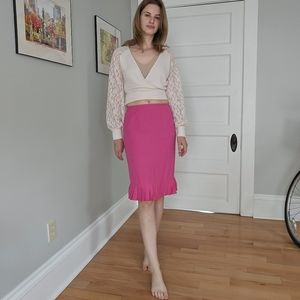 Hot pink linen skirt size 6 knee length